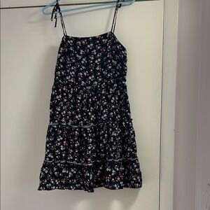 Altar'd State Navy Floral Tiered Mini Dress with Spaghetti Straps